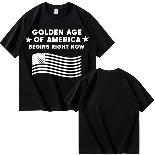 Golden Age of America T-Shirt with Flag | Front Only