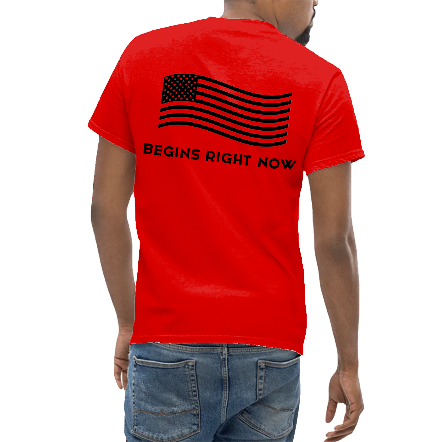 Golden Age of America T-Shirt with Flag | Front & Back,  Red Edition