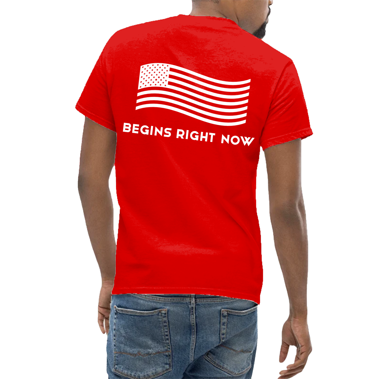 Golden Age of America T-Shirt with Flag | Front & Back,  Red Edition